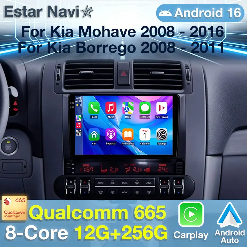 Radio para Auto Android 16 para Kia Mohave 2008-2016 Borrego 2008-2011, Reproductor Multimedia GPS, Unidad Principal Navi, Cámara 360, Estéreo, Video