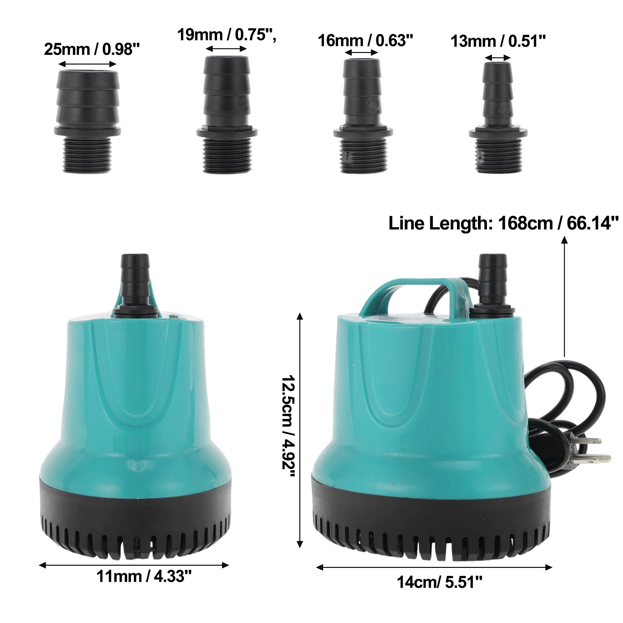 UXCELL Aquarium Submersible Water Pump 60W Fountain Pump Hydroponic Submersible Pump Lake Blue