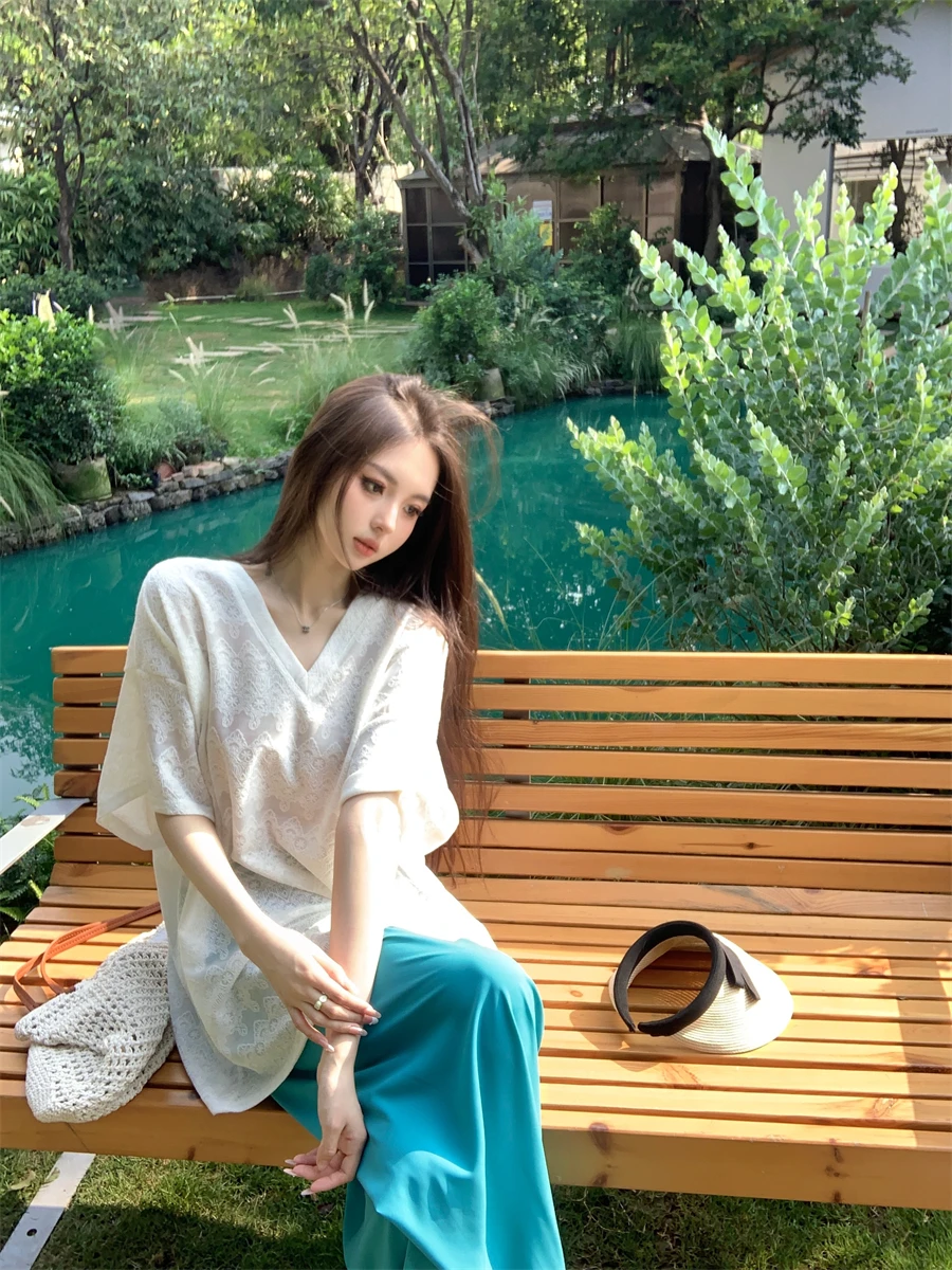 

Comfortable Breathable Summer Top Women Casual Loose T-shirt Versatile Lightweight Quick Dry Lazy Style Bohemia Shirt Female