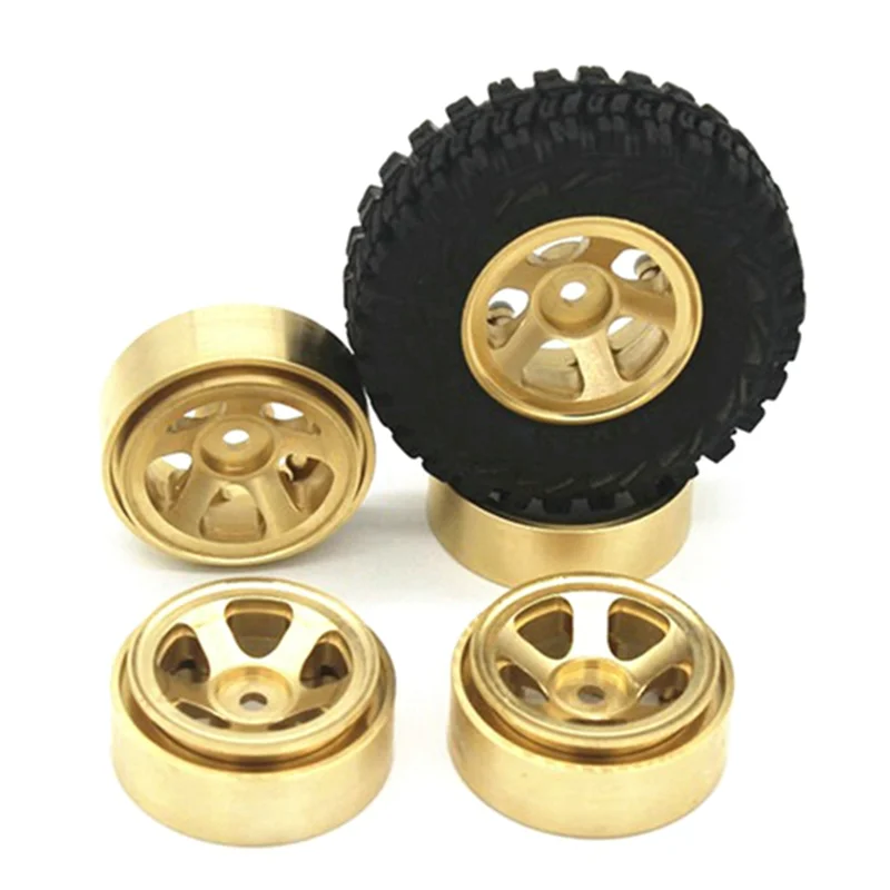 

B05C-4PCS Brass 1.0 Beadlock Wheel Rim Wheel Hub Counterweight For Axial SCX24 1/24 RC Crawler Car Upgrades Replacement Parts