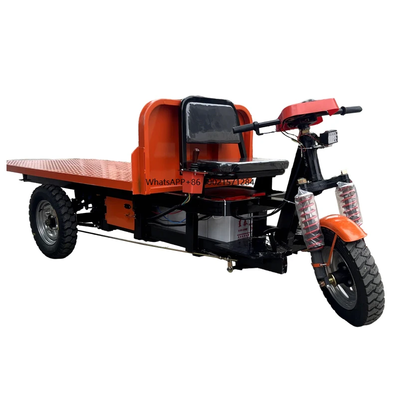 

Electric Construction King Tricycle Trailer 1500 Kilograms Load Capacity Open Body 60v Flat Car Pulling Bricks for Site Farm Use