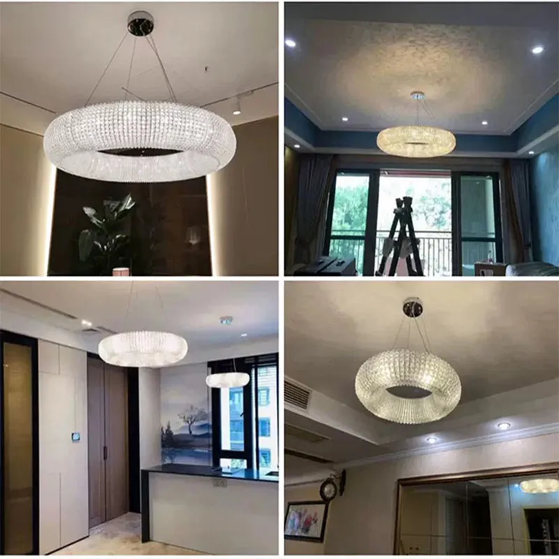 Modern Luxury Circle Crystal Chandelier For Living Room Led Home Decor Hanging Lamp Light Fixture Round Bedroom Cristal Lustre
