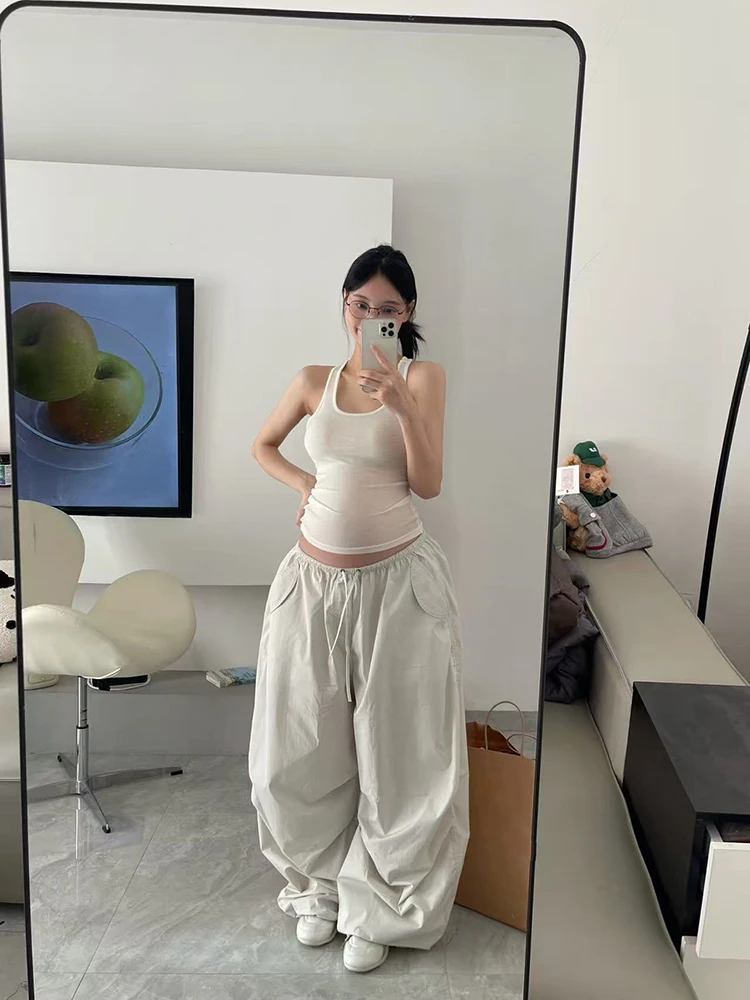 

Новые женские американские уличные брюки карго с высокой талией, широкие, свободные, в стиле BF, летние, универсальные джоггеры