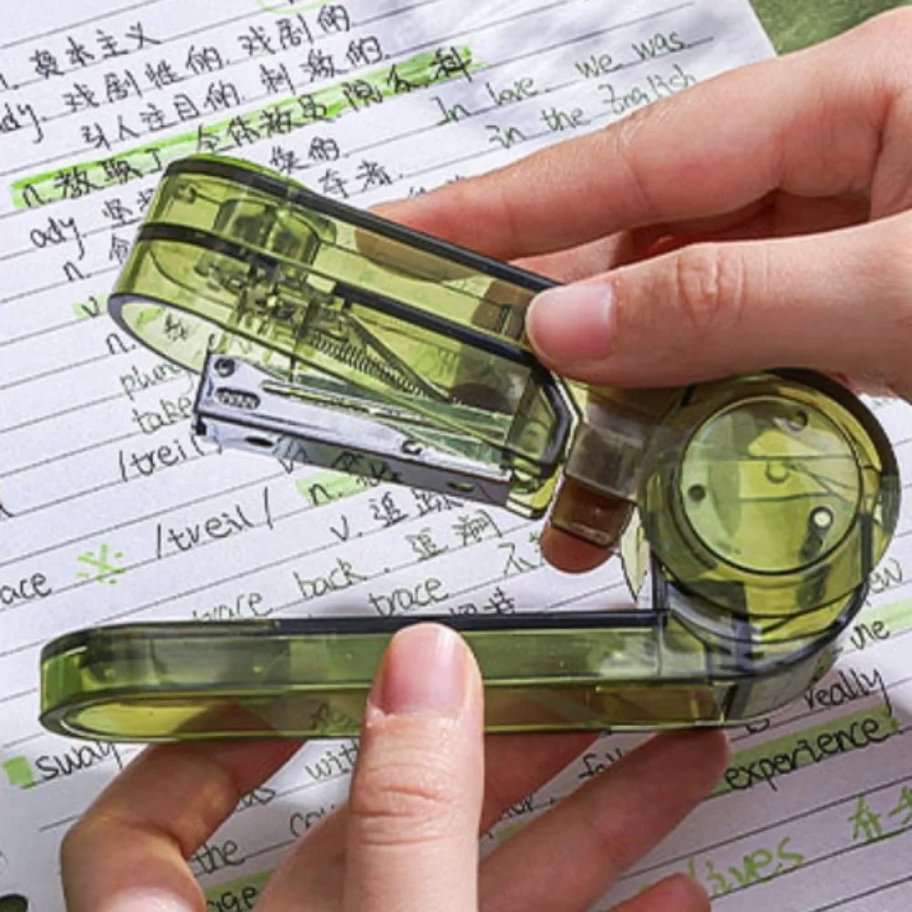 Manual 360° Rotatable Stapler Lightweight Bookbinding Tool Transparent Stapler Portable Creative Paper Stapler School Supplies
