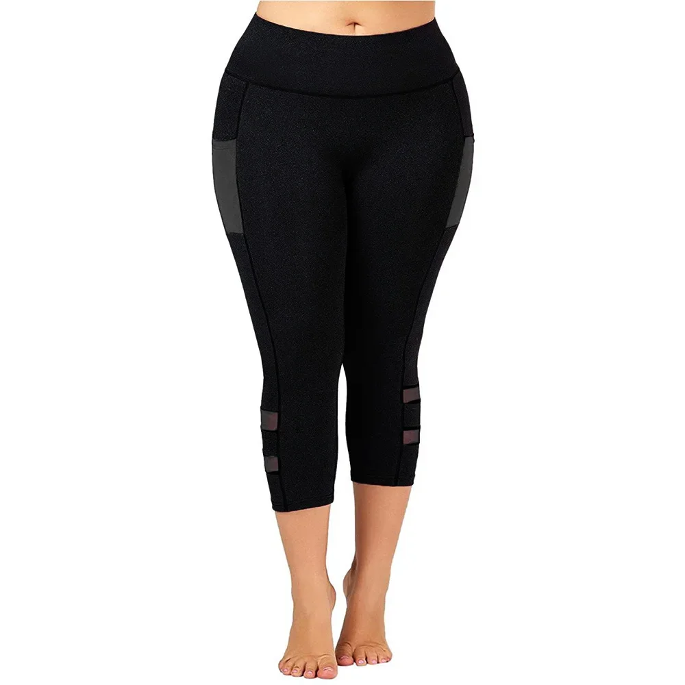 Plus Size Ladies Yoga Pants Calf Pants Casual Fitness Leggings Slim Pencil Pants Running Sportswear High Elastic Waist Leggings