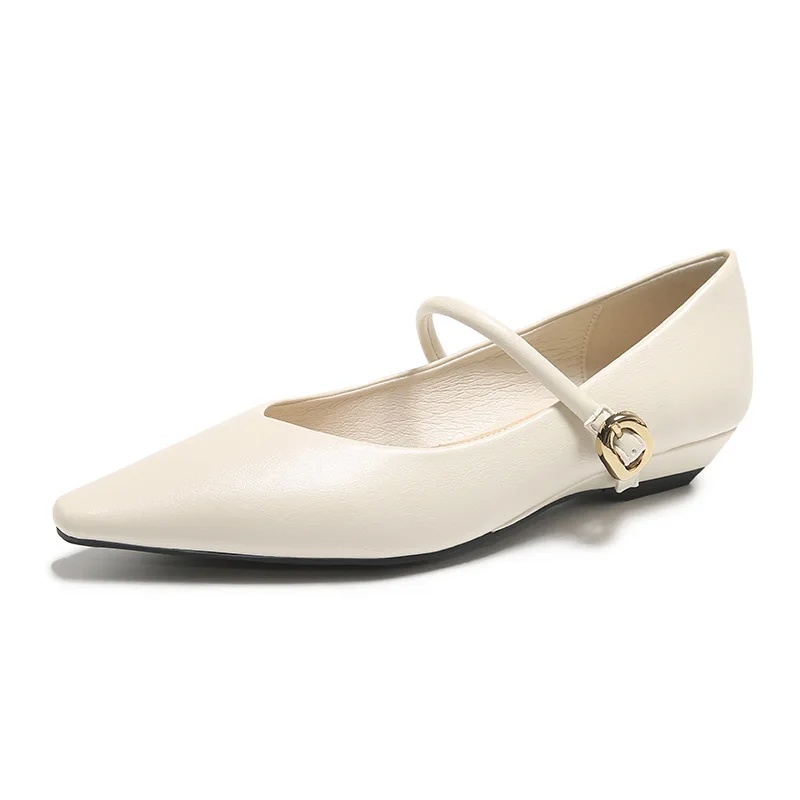 Scarpe da donna di moda 2024 sandali con punta chiusa bocca poco profonda tacchi estivi morbidi vestito femminile Beige Mary Jane Luxury Open Flat Low Co