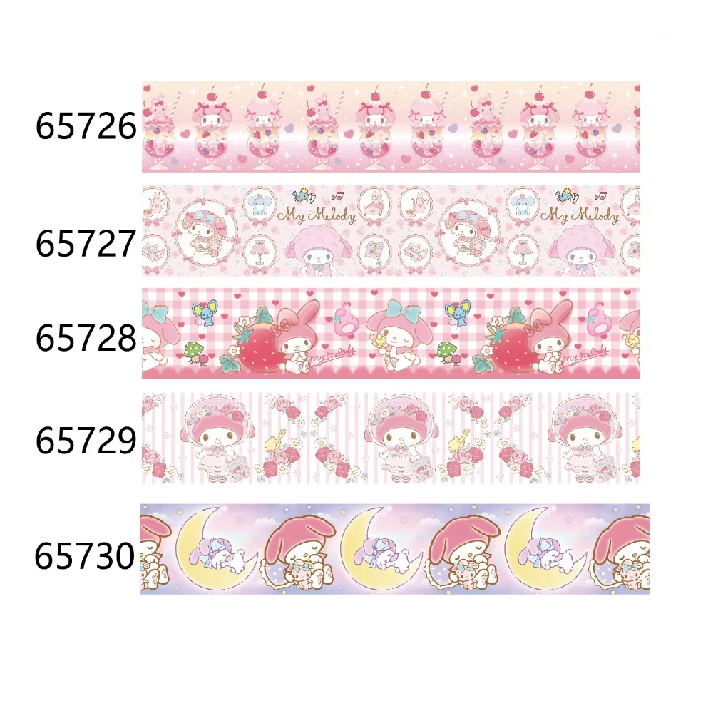 5Yards My Melody Character Printed Sanrio Grosgrain Ribbon for Hairbows DIY Gifts Sewing Accessories Crafts Materials