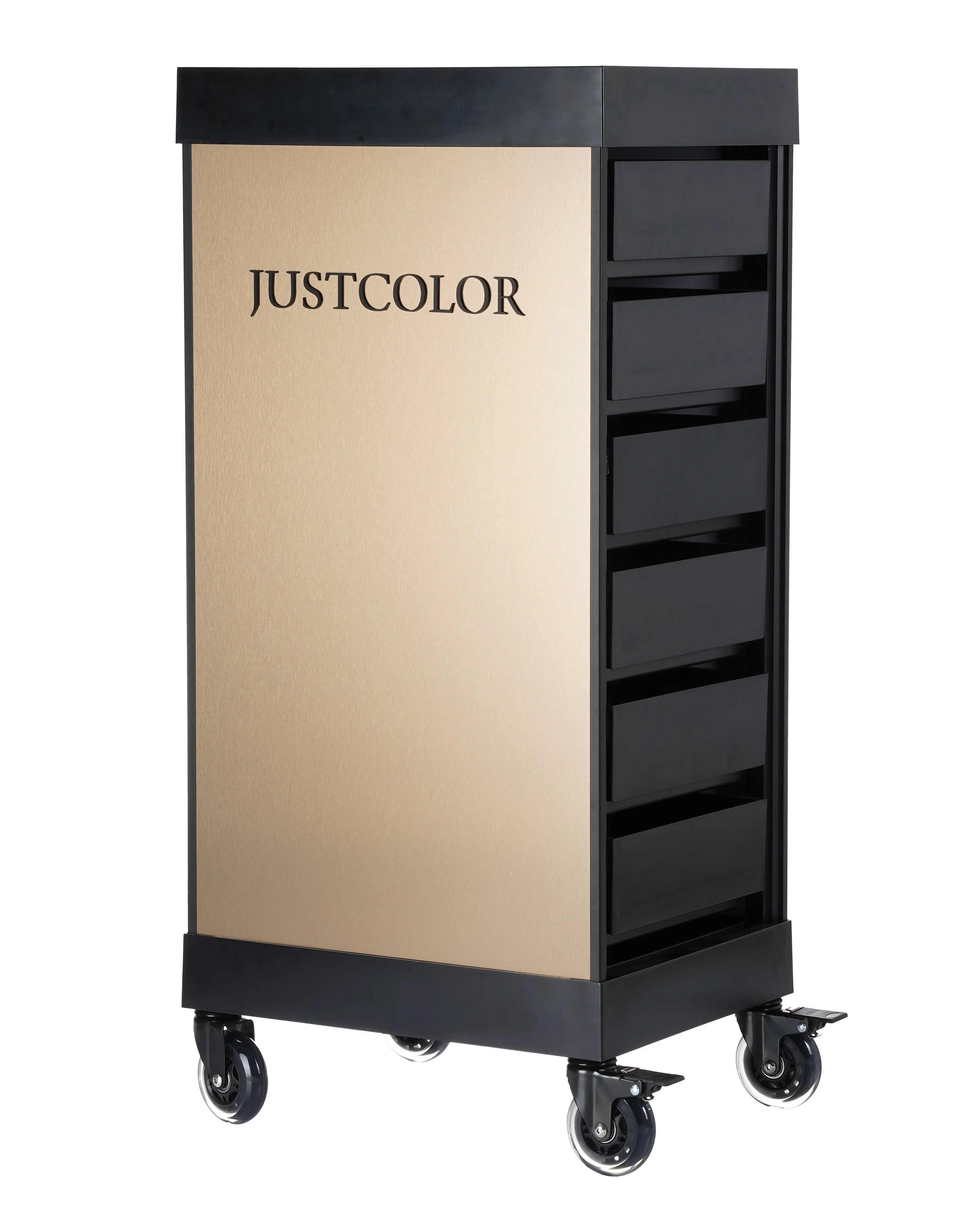 Professional Mobile Salon Gold Trolley-N2 with 6 Drawers Storage and Silent Locking Wheels