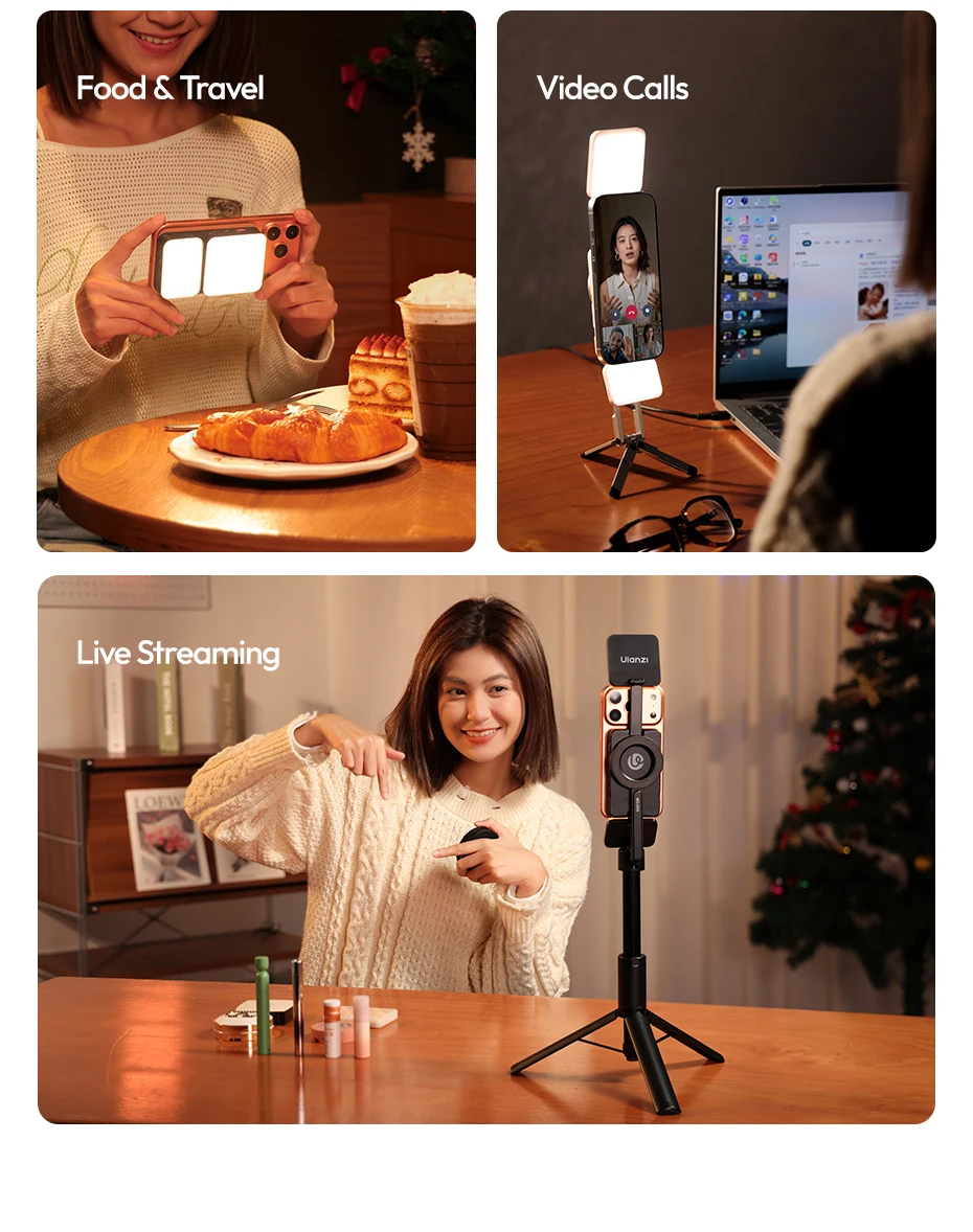 Ulanzi GL01 GlowUp Fill Light – Beidseitiges magnetisches Selfie- und Videolicht für iPhone 17, 16, 15, Huawei und Xiaomi – Detail 13