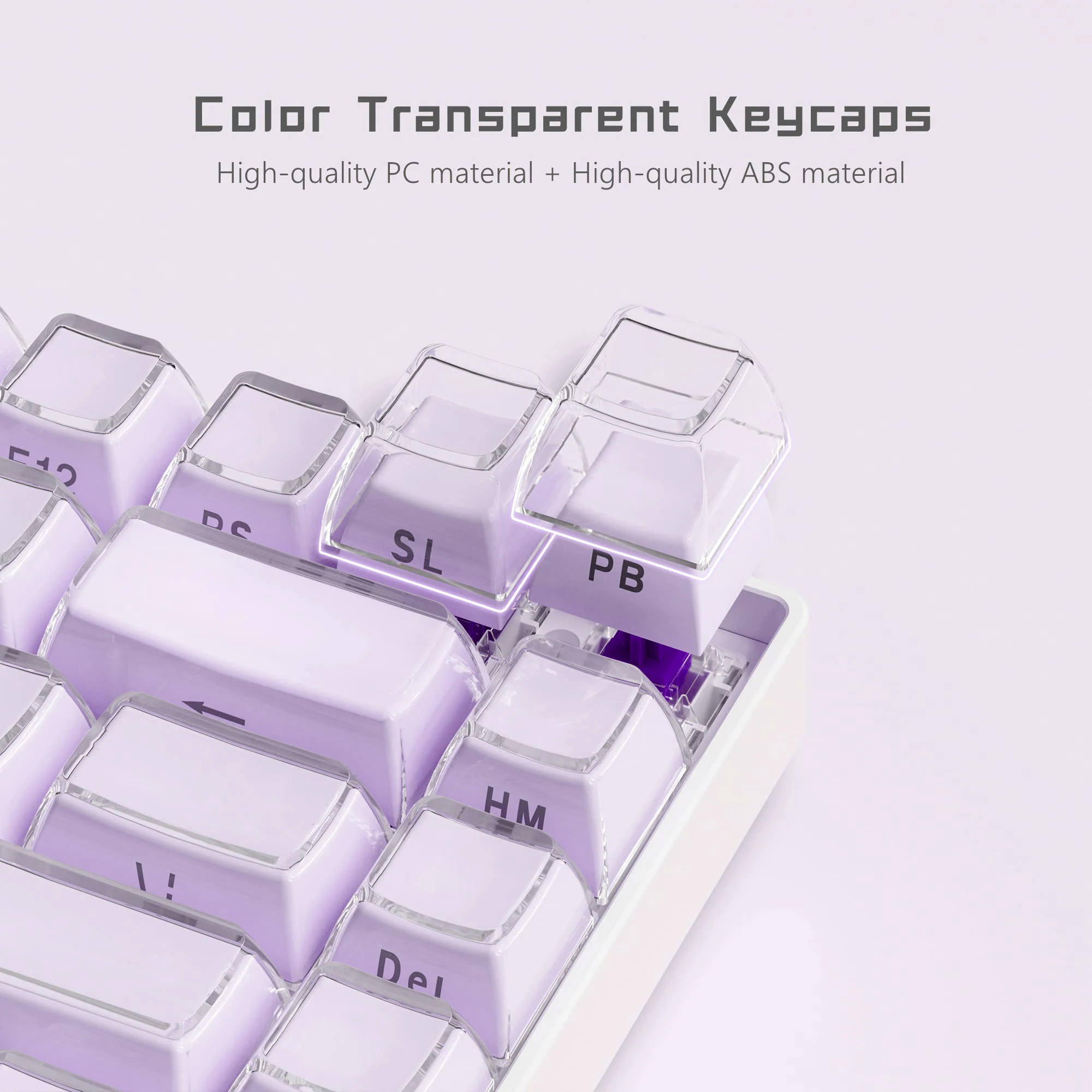 Imagem -02 - Teclas Roxo Geléia Impressão Lateral Keycap Cristal de Gelo Translúcido Perfil Oem Tampa Chave para Cereja mx 61 68 104 Teclado Mecânico 113