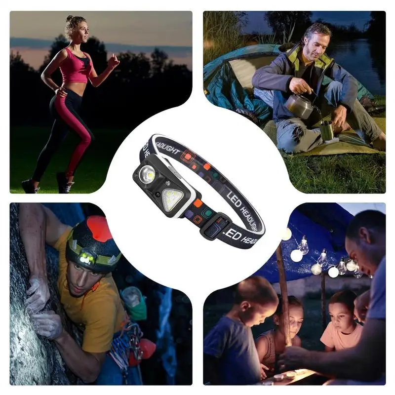 Stirnband-Taschenlampe, heller LED-Scheinwerfer, multifunktionales Stirnband-Licht, leichter Camping-Scheinwerfer für Laufen im Freien