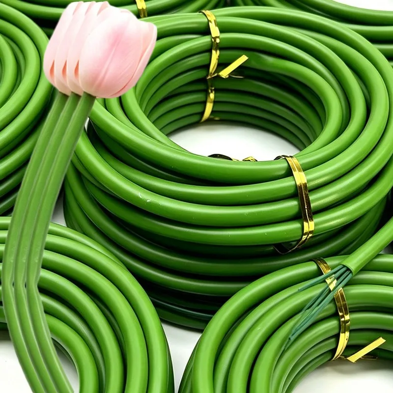 1/10M Green Tubing Roll Flower Tubes DIY Cuttable Soft Rubber Simulated Flower Stem Cover Soft Hollow PVC Tubing Floral Picks