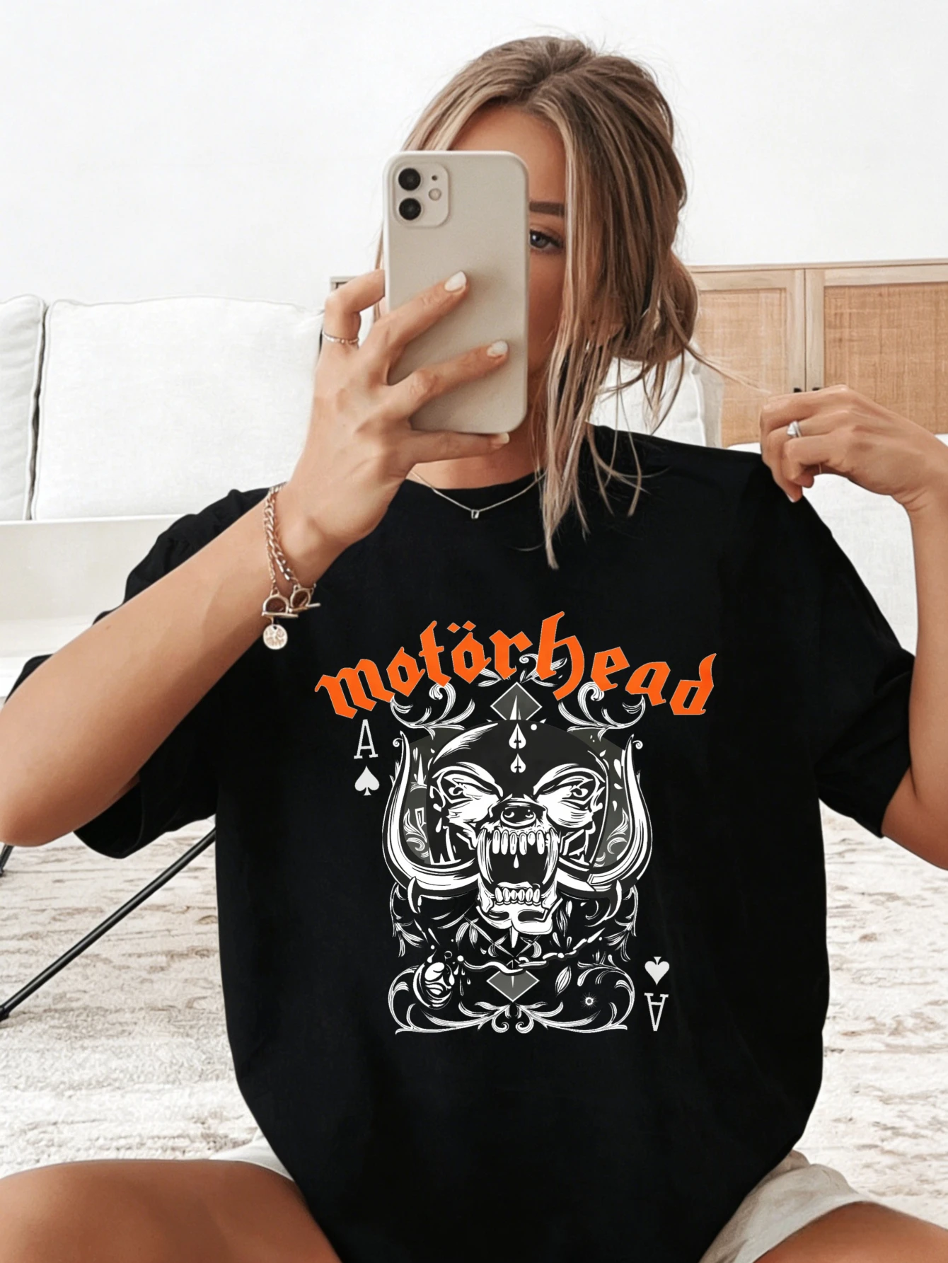 

Женская хлопковая футболка оверсайз с графическим принтом Motard Fred, повседневная летняя футболка с коротким рукавом