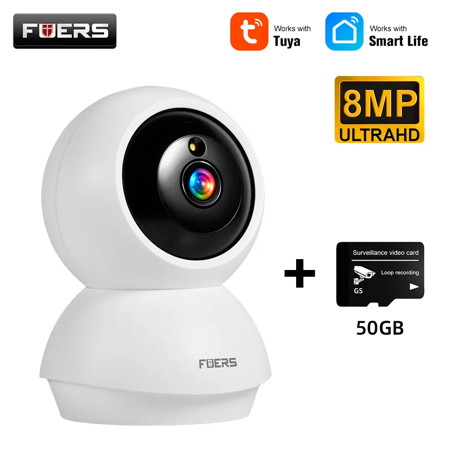 

Fuers Wireless Indoor Security IP Camera Tuya Smart APP for Home Surveillance 5MP/8MP Night Vision 2-Way Audio Motion Detection