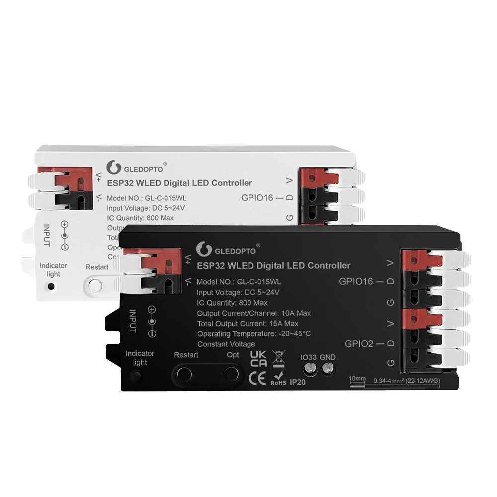 ESP32 WLED LED Controller Dynamic RGB IC IO33 DIY App Easy Wiring WS2811 WS2812 SK6812 TM1814 WS2813 WS2815 Strip Light