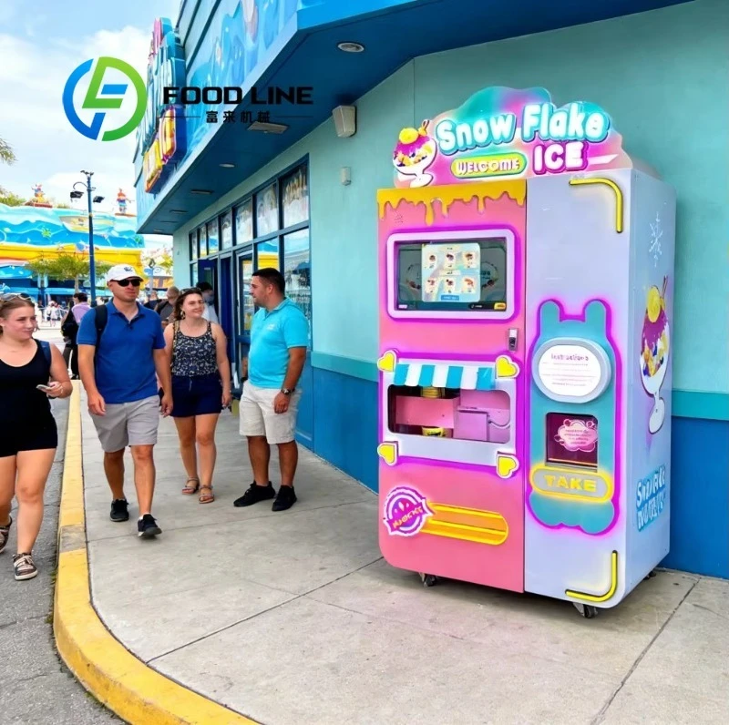 Snow Flake Ice Vending Machine Built For Tech Campuses Providing Innovative Cold Snack Solutions With App Controlled Ordering