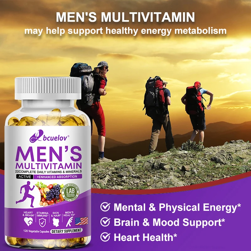 Dagelijkse multivitamine voor mannen - 22 vitaminen en mineralen, voedingssupplement voor immuniteit, energie, spijsvertering, huid en algemene gezondheid