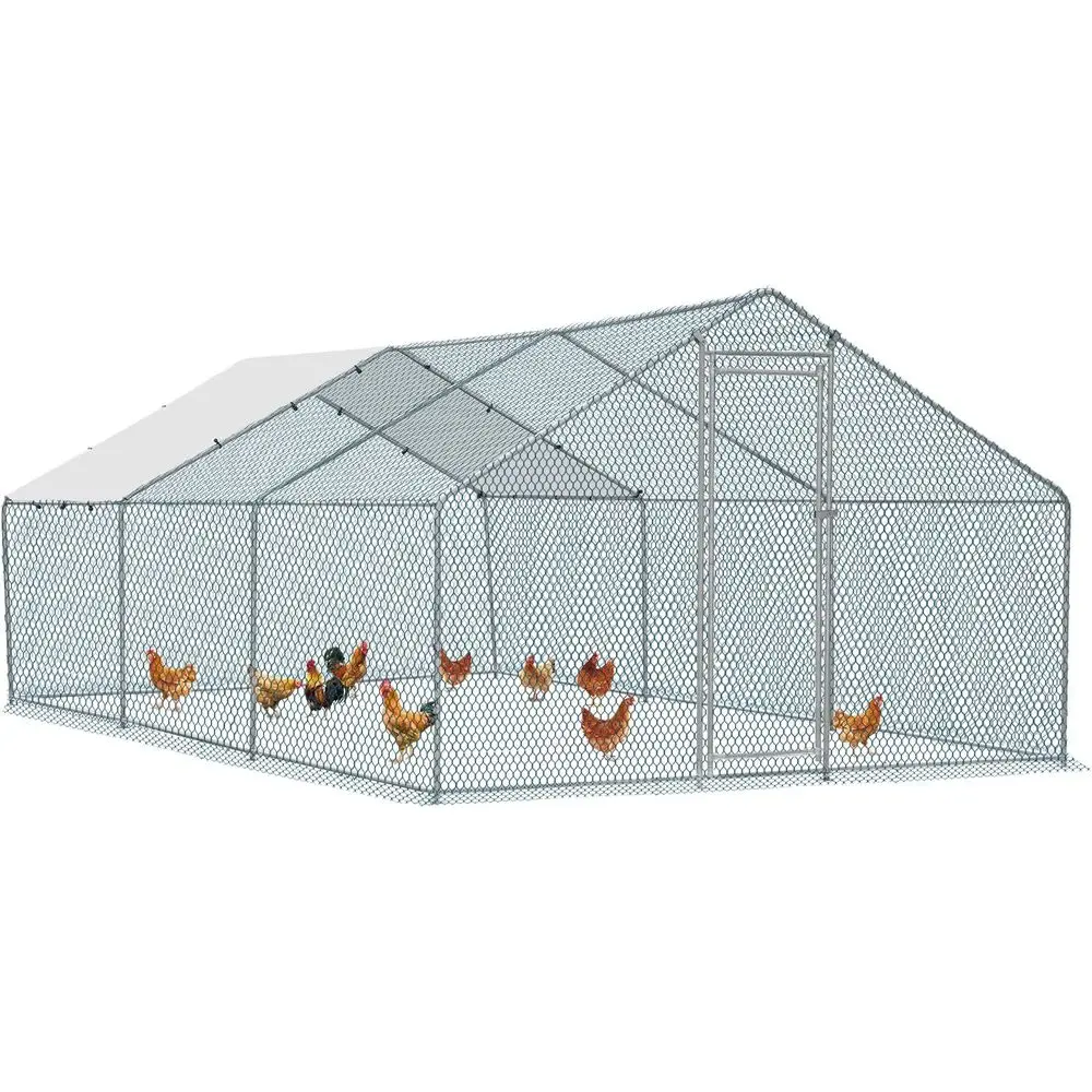 

Spacious Waterproof Metal Chicken Coop for Backyard Poultry, Rabbits, Cats & Small Animals