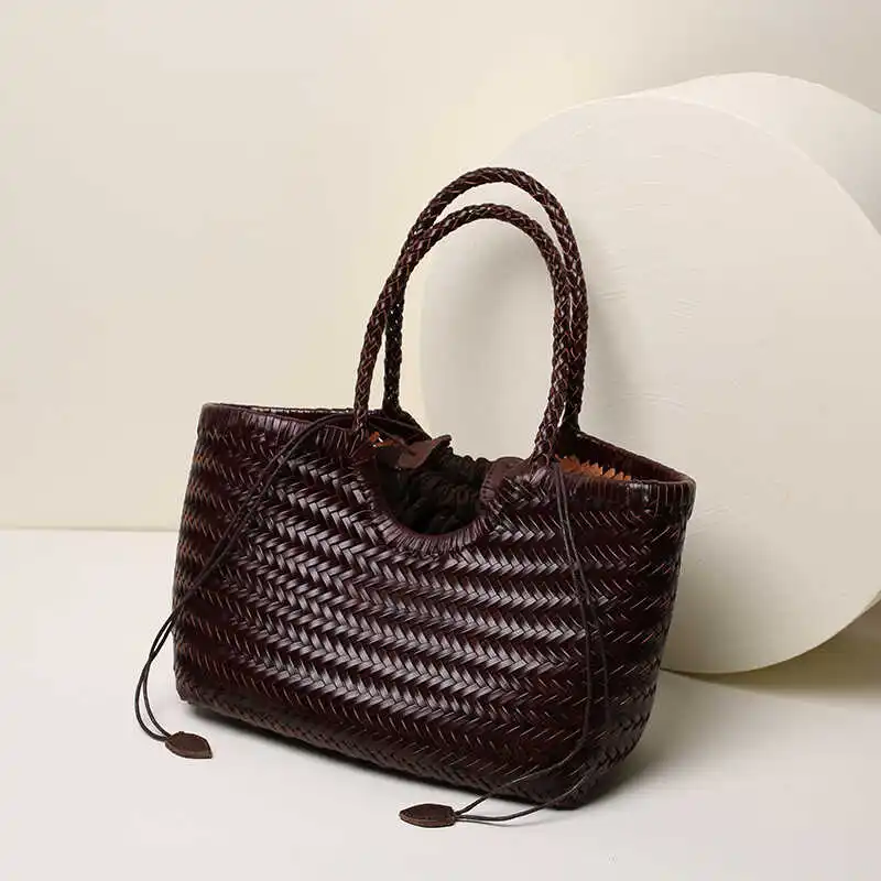 

Hanrted Leather Basket Bag Single oulder Bag for Women Summer Vaion Handbag Soft Briti Sle Large Size Vegetable ...