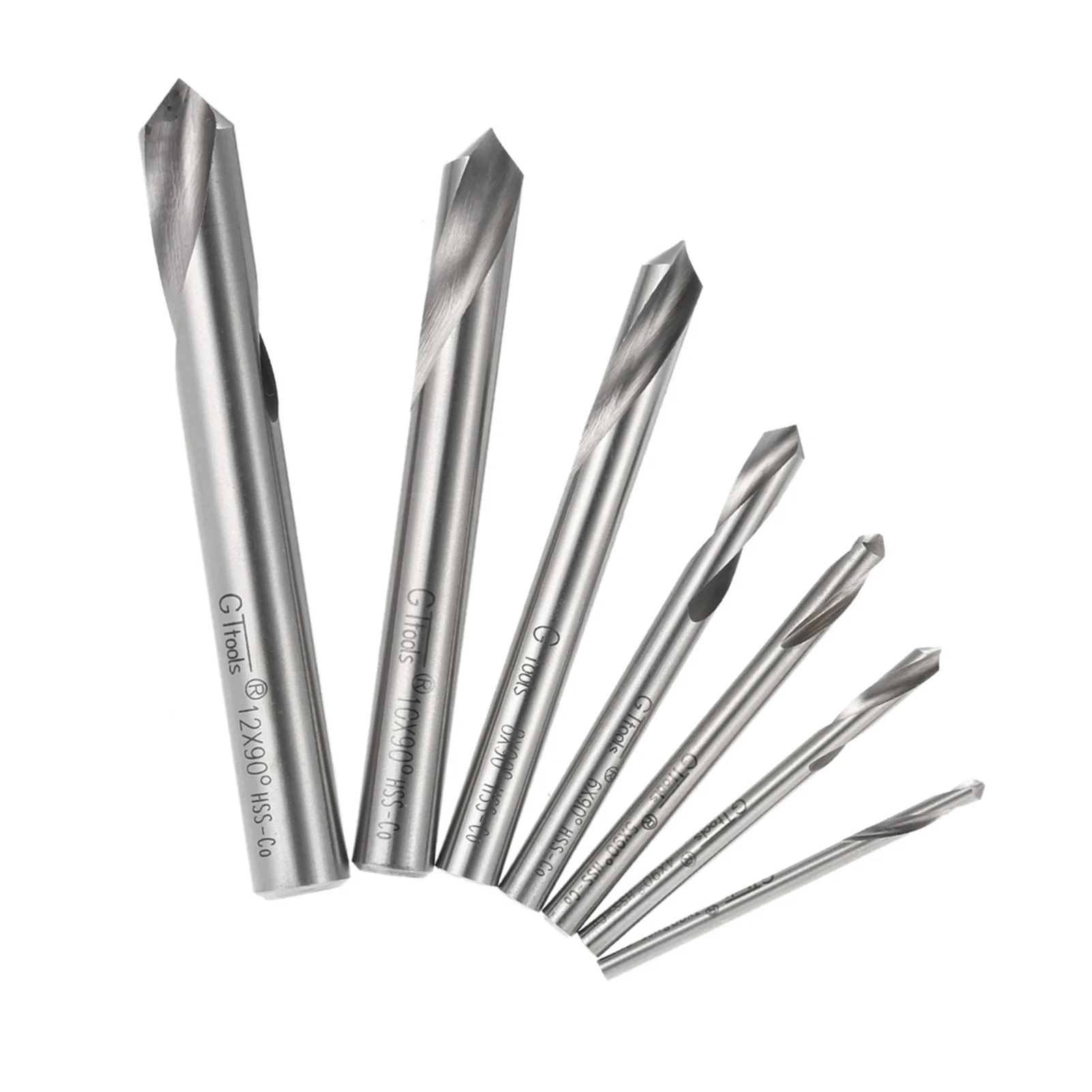 

7pcs M42 HSS High Speed Steel Cobalt Spotting Drill Bits Set Round Shank 90 Degree Drilling Chamfering Tool