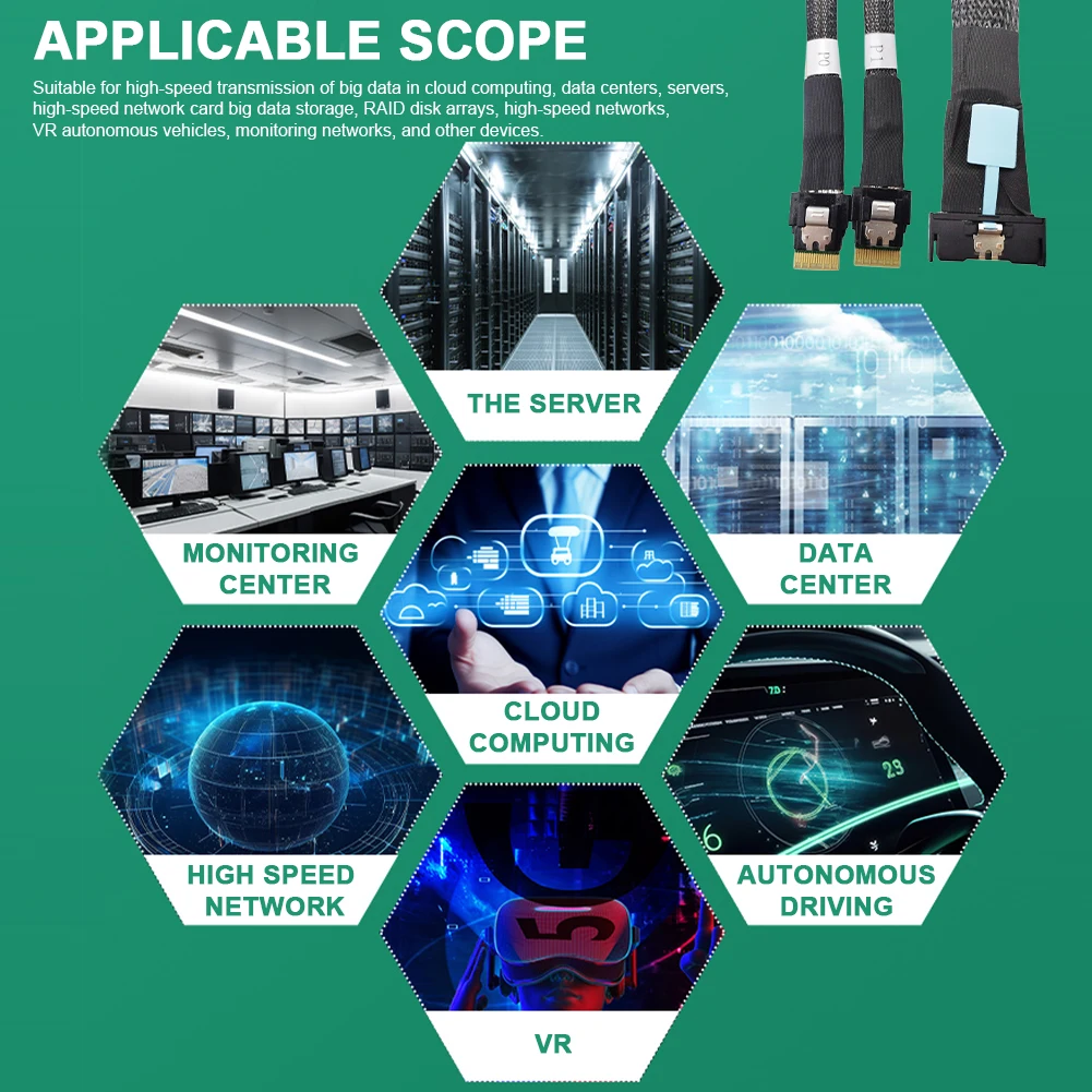 

MCIO 8i Slimline SAS To 2 Ports SFF-8654 4i Cable Male To Male Server Connection Cable 50cm Server High-Speed Adapter Cable