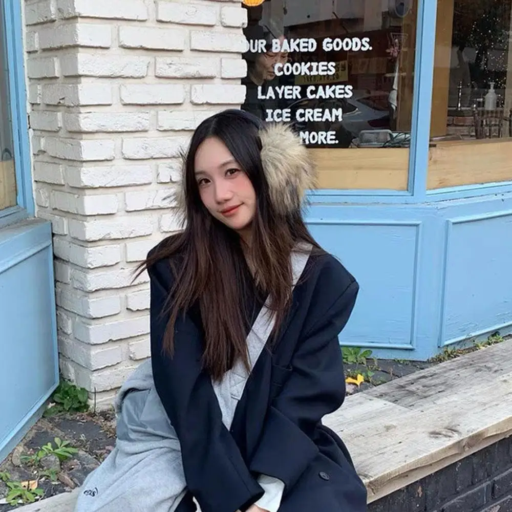 Y2K فو فرو المنك غطاء للأذنين في الهواء الطلق شتاء دافئ سدادات الأذن أفخم الباردة حماية الرياح واقية غطاء للأذن فتاة القوطية أفخم غطاء للأذنين #5