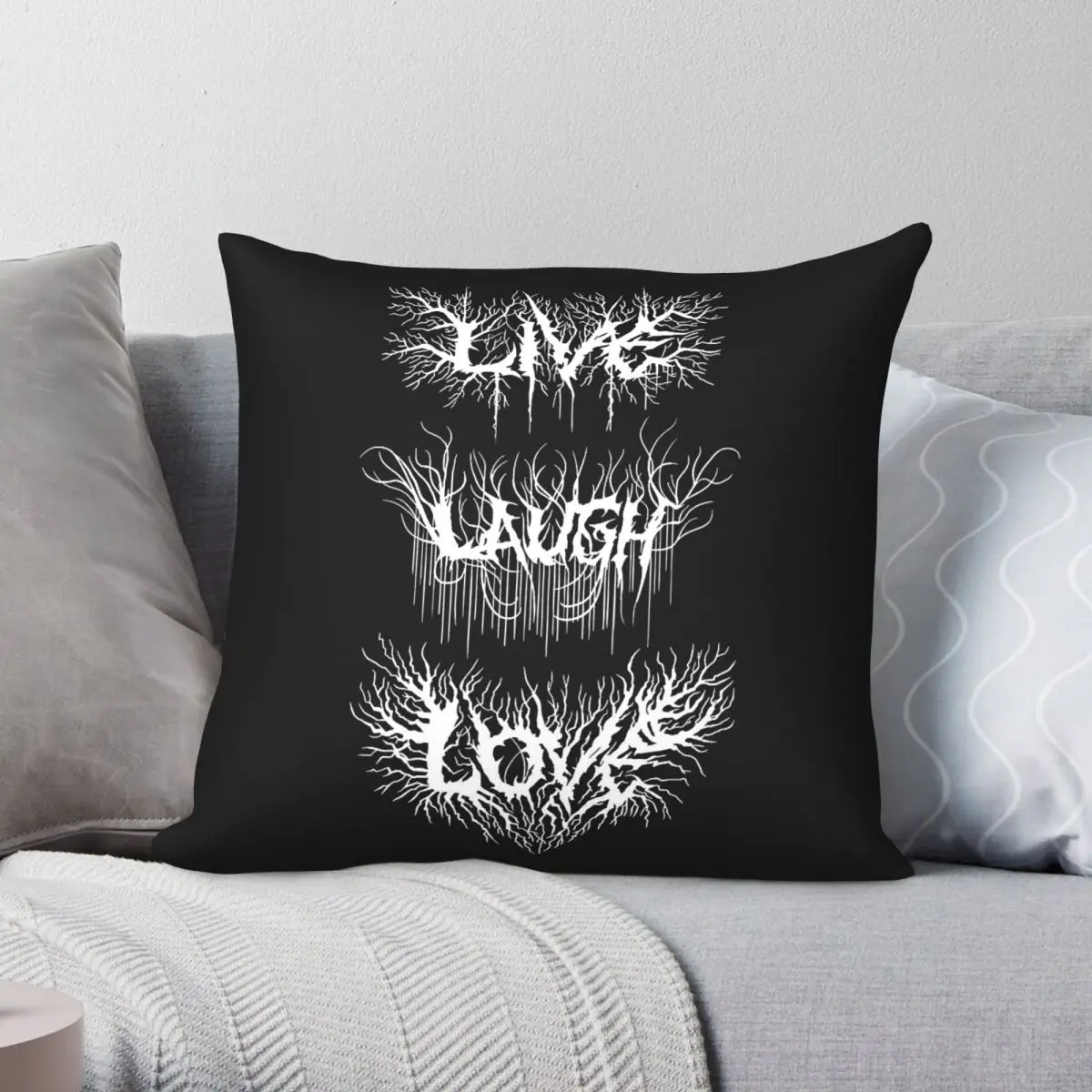 Live Laugh Love Metal Square Pillowcase Polyester Linen Velvet Pattern Zip Decor Pillow Case Car Cushion Cover