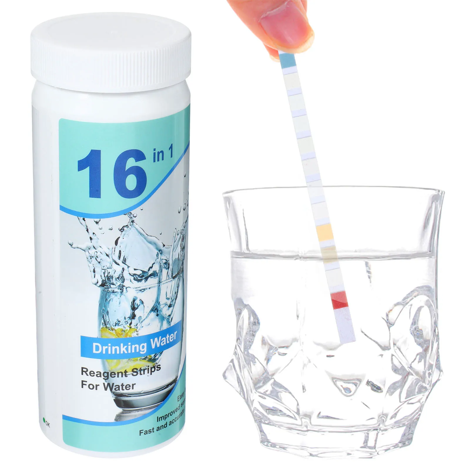 100 قطعة شرائط اختبار الجودة 16 في 1 شرائط اختبار مياه الشرب للاستخدام المنزلي نتائج سريعة أداة اختبار المياه المحمولة