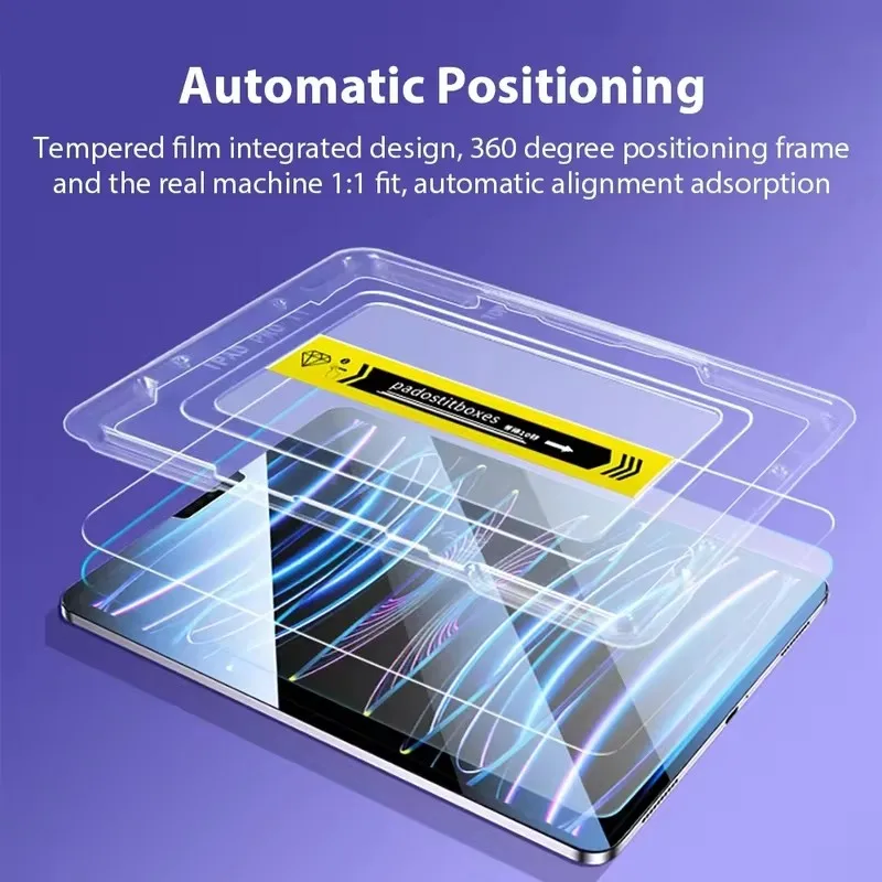 Easy Install Tool Tempered Glass For iPad Air 13 11 5 4 Pro 13 11  A16 11th 2025 12.9 10th 9th Mini 7 6 HD Screen Protector Film