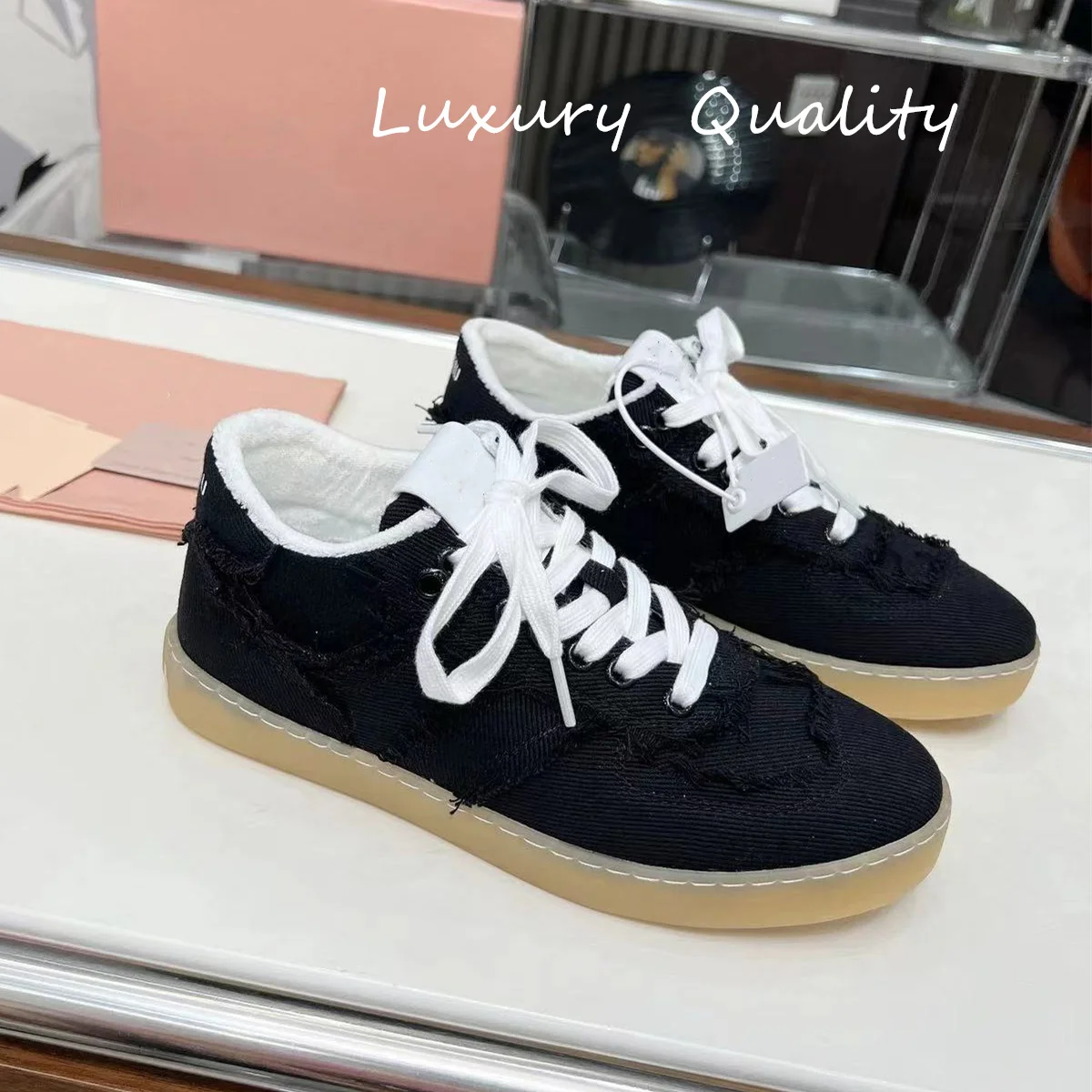 2024 New Autumn Women's Casual Shoes Hot Sales Cow Suede Lace-up Canvas used shoe upper Sneakers Patchwork Outdoors Running Shoe