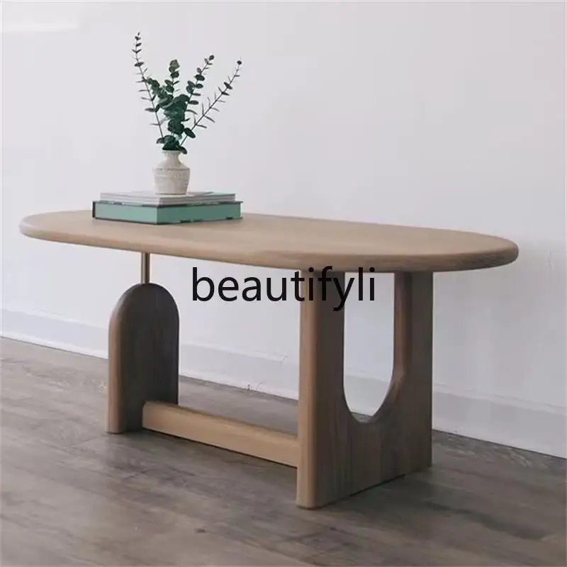 

Medieval style workbench Italian minimalist designer Modern minimalist desk Solid wood Western dining table