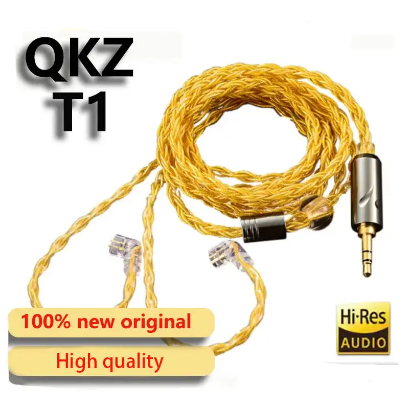 QKZ T1 Earphones Upgrade Cable 8-Pin QDC Silver-Plated Copper 3.5mm Plug 0.75 2-Pin IEM Earbuds Headphones Headsets