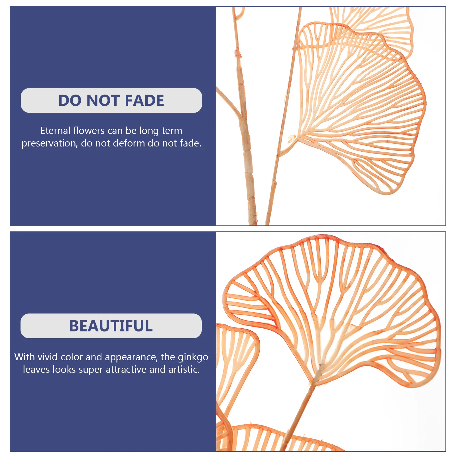 

2pcs Artificial Ginkgo Leaves Lifelike Fake Plants For Wedding Decor Home Office Decoration Plastic Plant Decorative Foliage