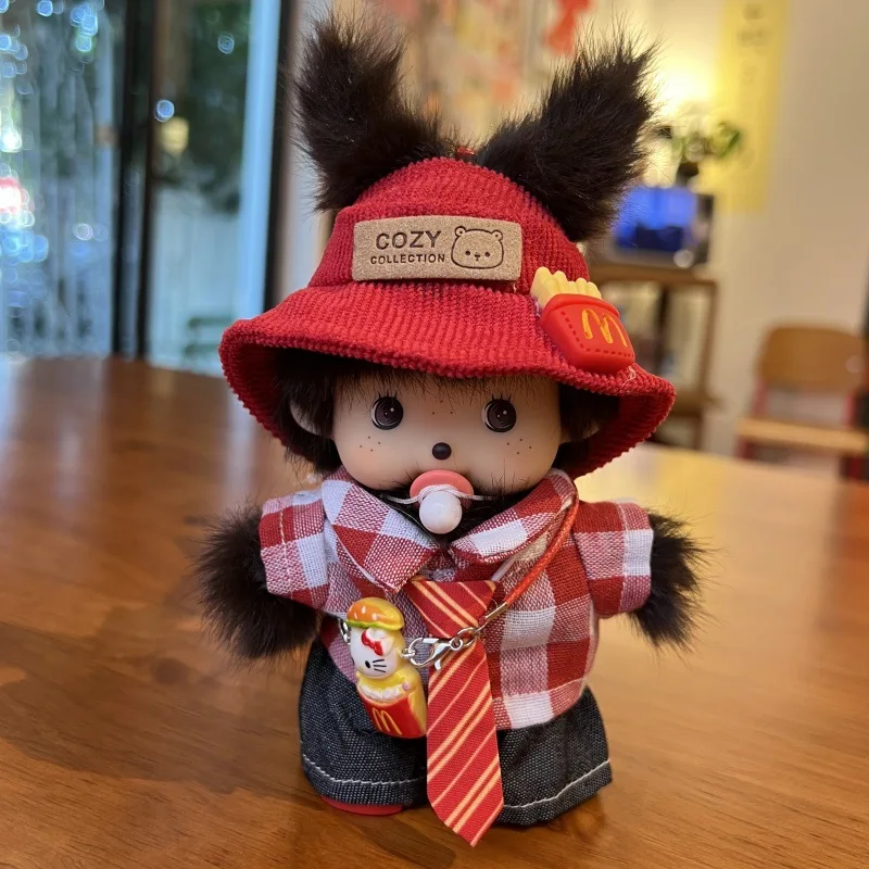 متوفر في المخزون لعبة دمية Monchhichi فستان عصري لطيف تمثال أنيمي سطح المكتب الحلي حقيبة فتاة قلادة الديكور هدية عيد ميلاد