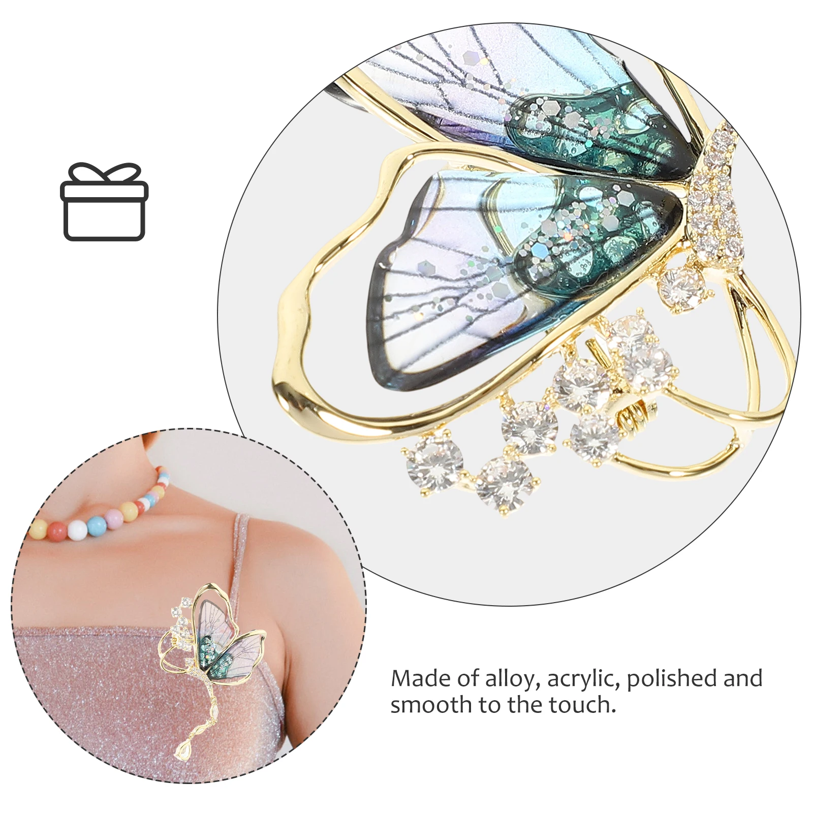 

Fashion Alloy Acrylic Butterflies Brooch Clothes Hat Scarf Lapel Pin Delicate Women Decor Metal Brooches For Women Elegant