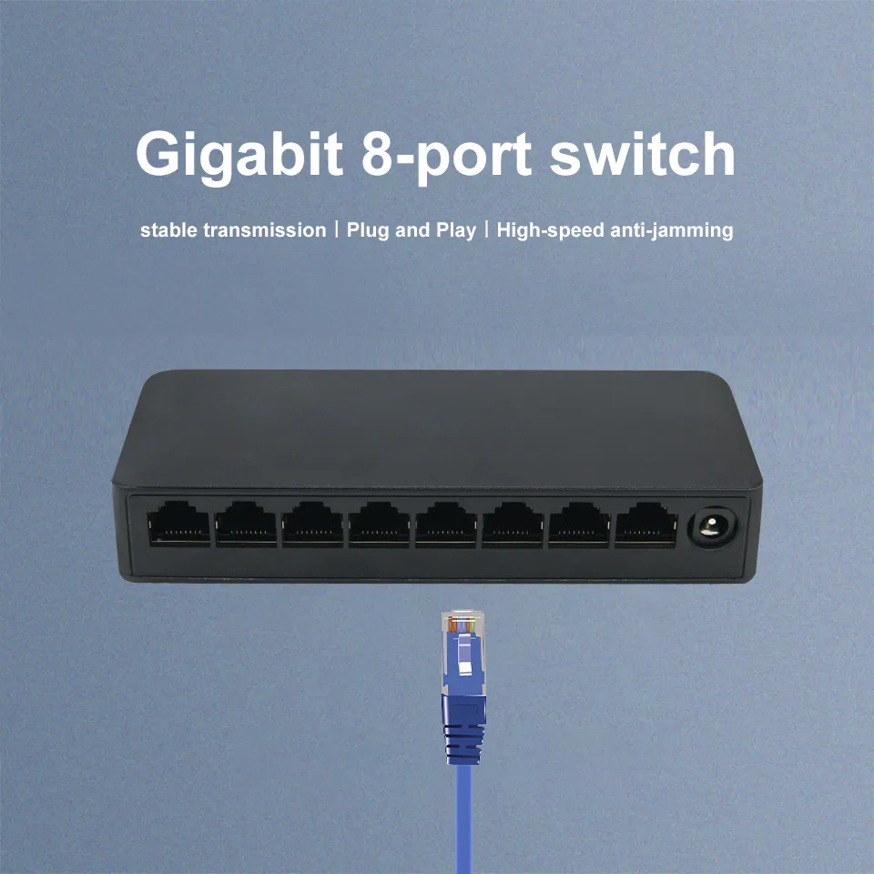 KuWFi  5/8 Port Gigabit Switch 1000Mbps Desktop Network Fast RJ45 Ethernet Switcher RJ45 Lan Hub Switch For Router/IP Camera