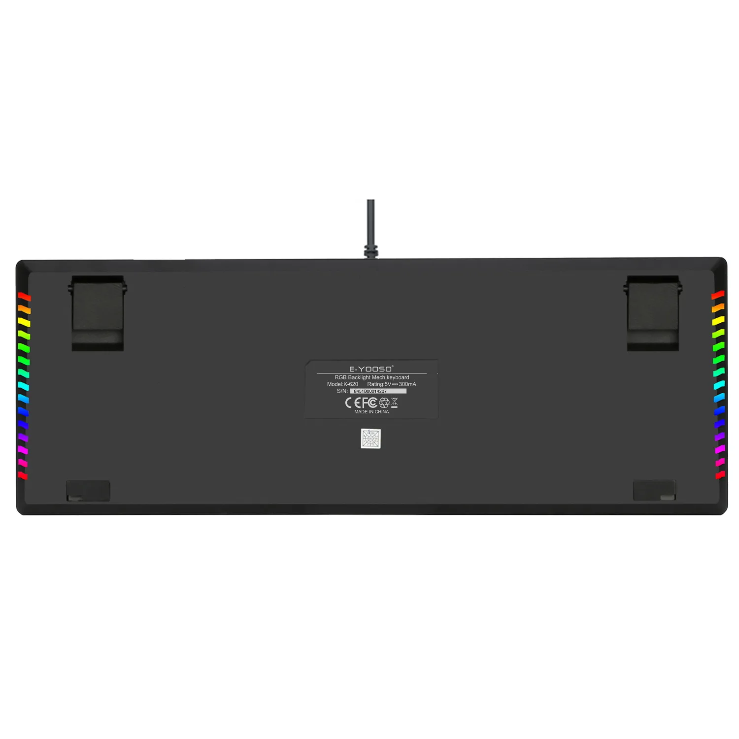 E-YOOSO K620 RGB Teclado mecánico para juegos con cable USB Negro Intercambio en caliente Interruptor azul Retroiluminación LED 87 Teclas Gamer Teclado impermeable para PC de negocios Computadora portátil