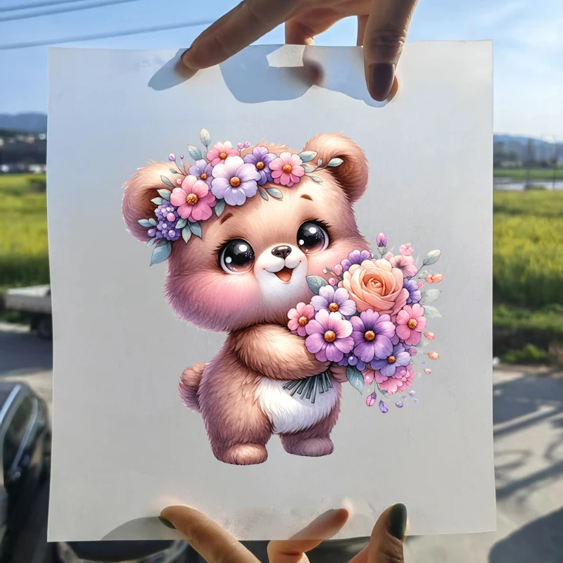 15cm Kids Cute Flower Animal Heat Transfer Patch for Clothing DIY Children's Printing, Used for Clothing Ironing Applications