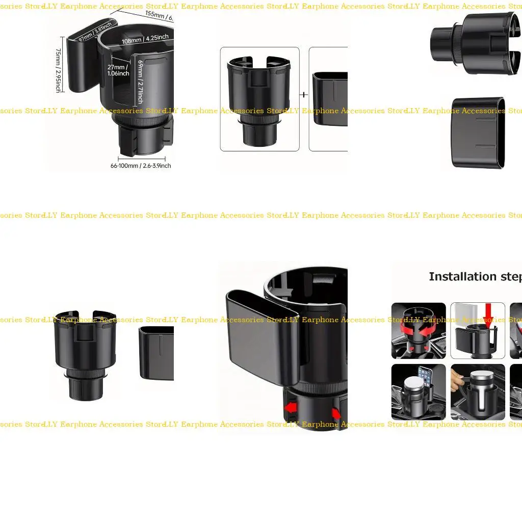 

462E 2 in 1 Car Cup Holder Expander Multifunctional Car Holder Adjustable Round Cup Holder Cup Holder Adapter