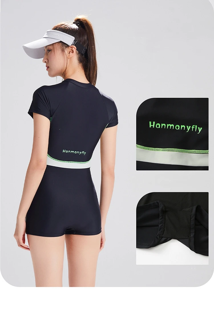 Women One Piece Short/Long Sleeve Quick-Dry Water Sports Beach SwimWear UV Protection Professional WaterProof Bathing SwimSuit