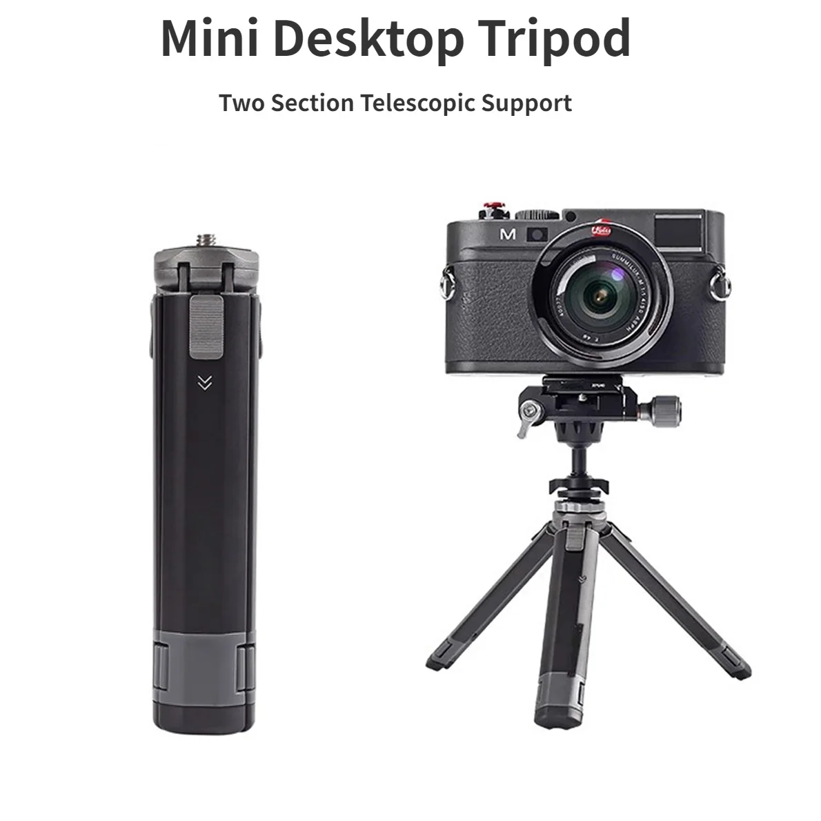 

Mini Two Level Adjustable Desktop Tripod Two Section Telescopic Support for Mobile Phone Vlog Video Stand Camera Bracket