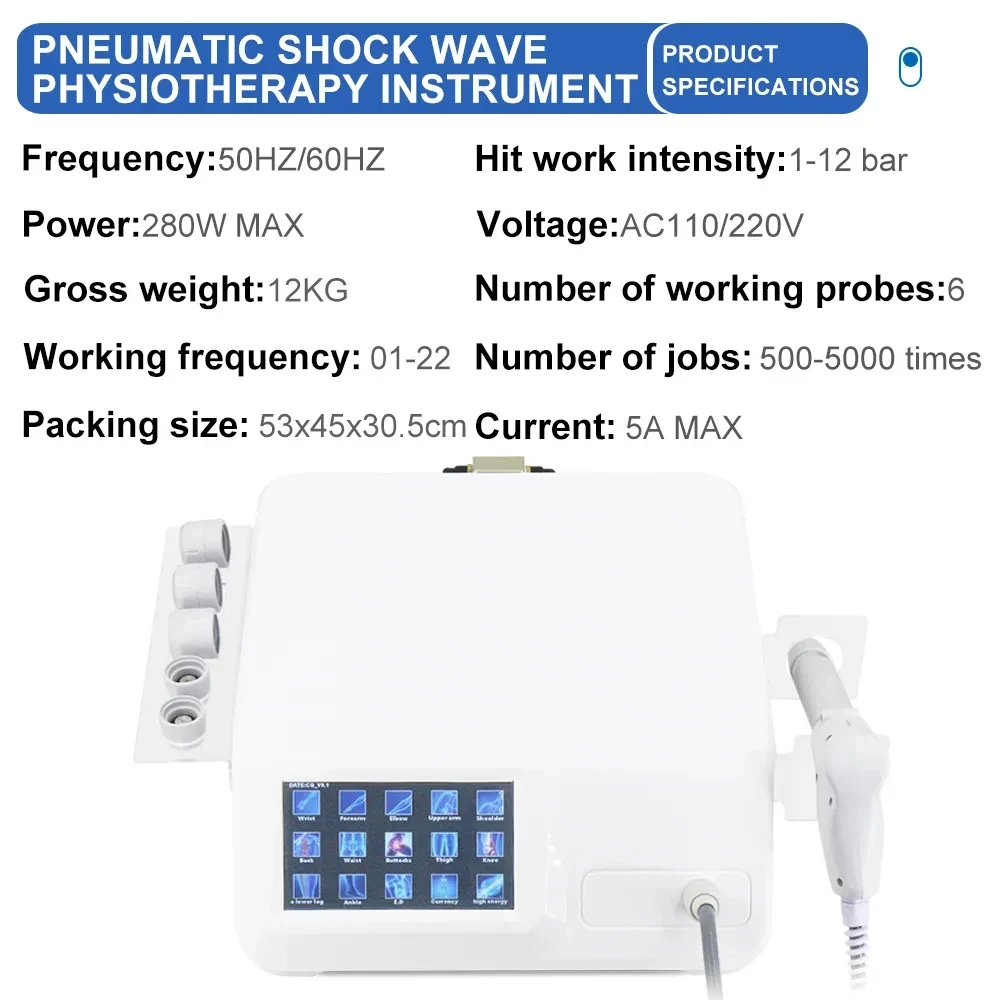 جهاز علاج بالموجات الصدمية لعلاج الموجات الصدمية ، تخفيف الألم ، موجة صدمة احترافية ، مدلك استرخاء الجسم ، تخفيضات كبيرة ، 12 بار