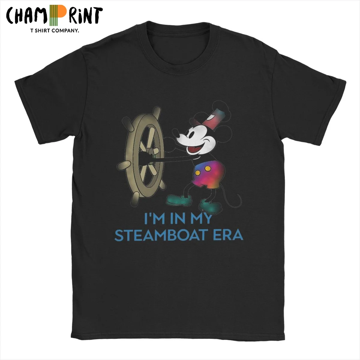 Mickey Mouse Steamboat Era Vintage T Shirts Men Cotton Funny T-Shirts Crew Neck Tees Short Sleeve Clothing Gift Idea