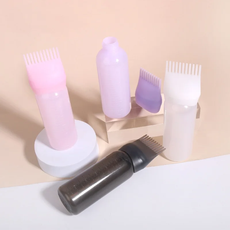 120ml Hair Dye Refillable Bottle Applicator Comb Multicolor Plastic Dispensing Salon Oil Hair Coloring Hairdressing Styling Tool