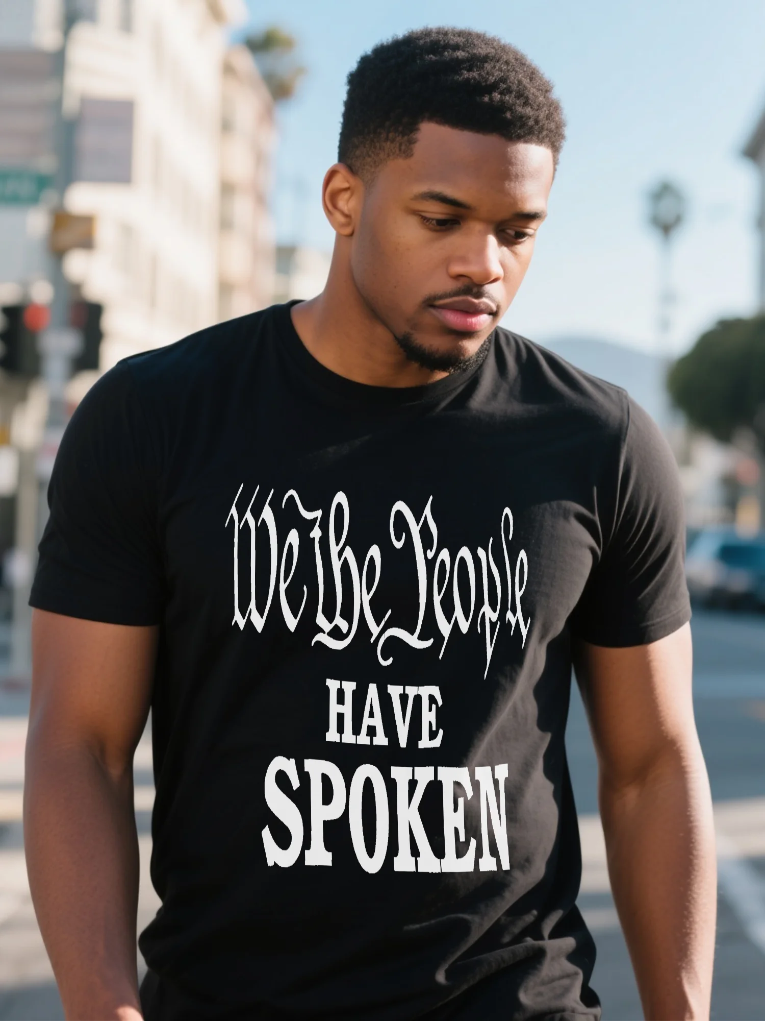 

Premium Men's T-Shirt - Black High Street Graffiti Art Print, Heavyweight 280g Organic Cotton Crew Neck