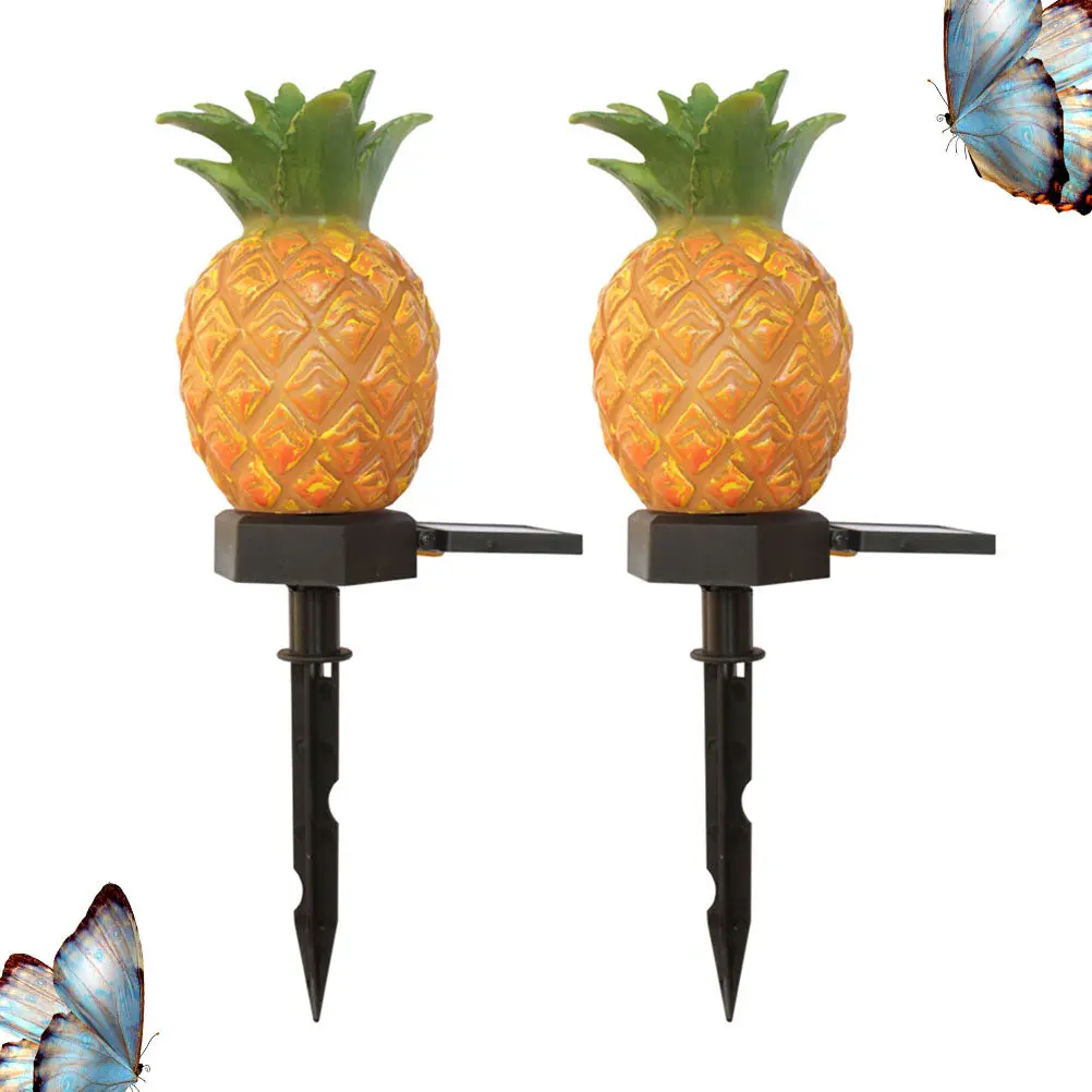 

2 шт. Солнечные садовые светильники в форме ананаса, водонепроницаемые уличные фонари для газона и дорожек, декоративное освещение для сада