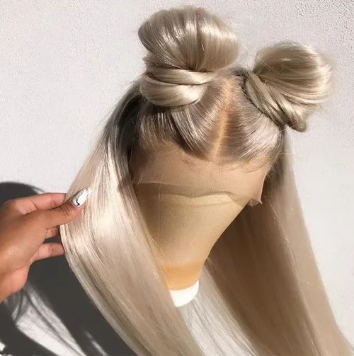 New in Super Long 34inchs Glueless Lace Frontal Wigs 13x4 Platinum Icy Blonde Synthetic Futura Wig Soft as realistic wigs woman