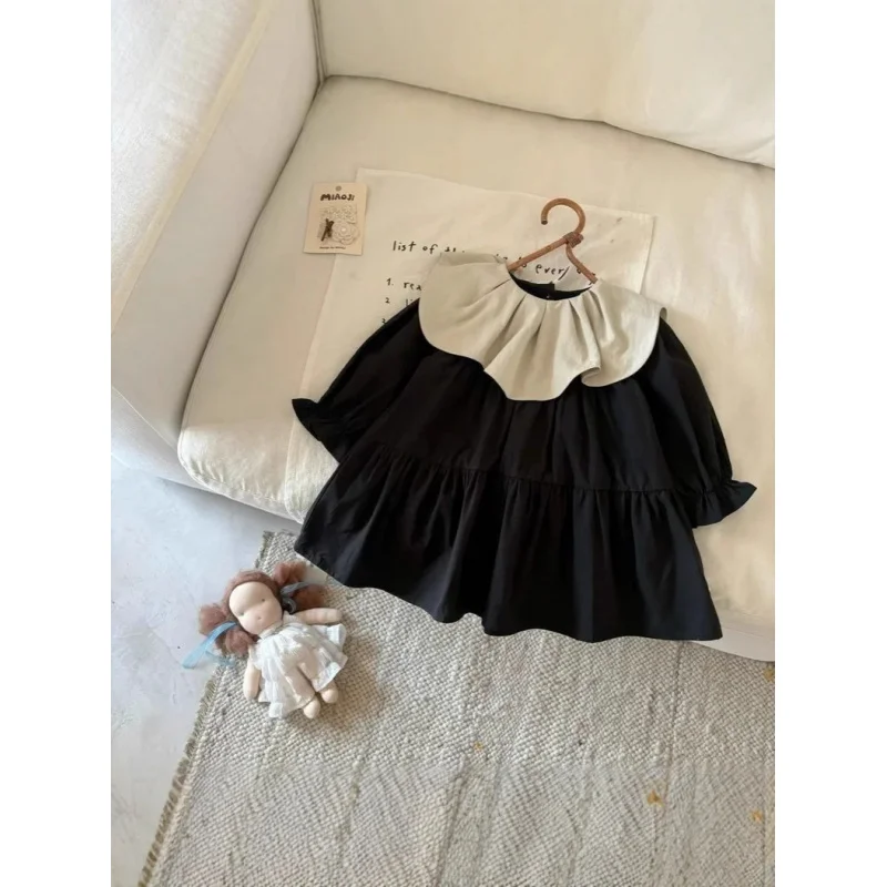 

Spring and Autumn Girls' Fashion Long Sleeve Dress for Toddlers and Young Girls Trendy Korean Style Loose Dress Baby Girl Round