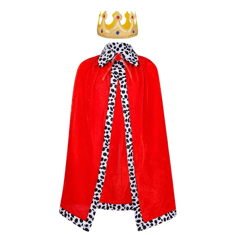 

1pcs King Robe Halloween Costume Medieval Prince King Costume Cape Cloak Red Purple Blue
