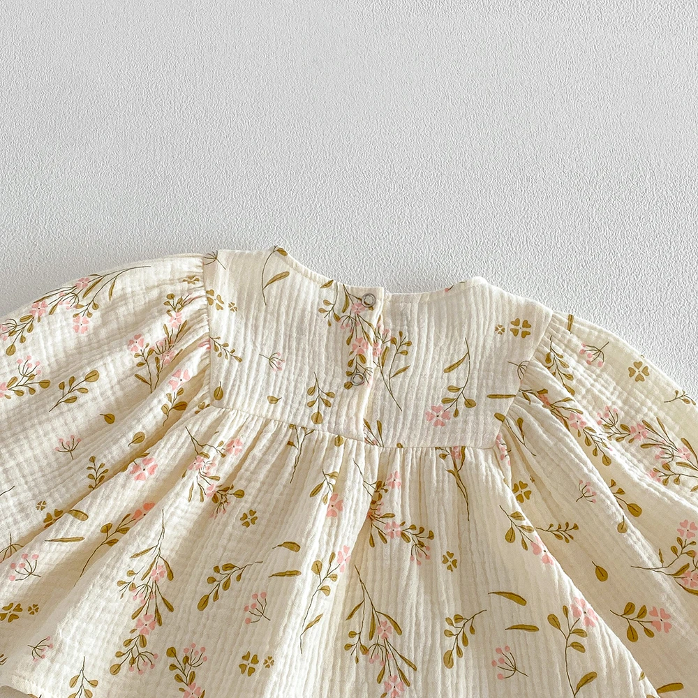 Baby Mädchen Baumwoll-Blumen-Kleidungssets Säugling Langarm-Blumenbluse+PP-Shorts 2-teilige Outfits für Kleinkinder Herbstanzüge – Detail 12
